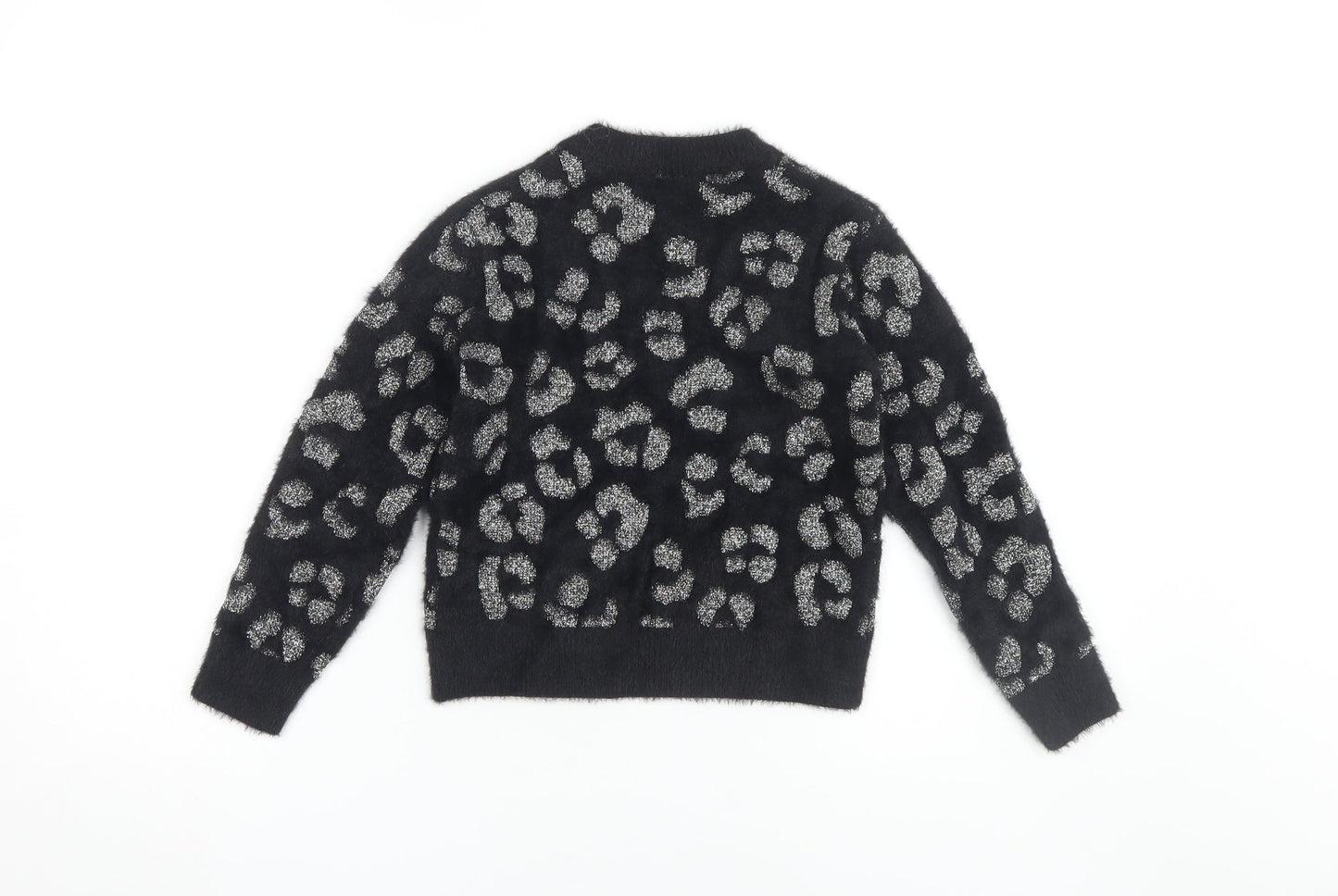 Next Girls Black Animal Print Pullover Jumper, 7 Years