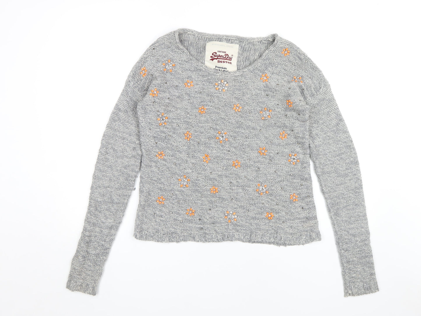 Womens UK Size M Superdry Grey Pullover Jumper