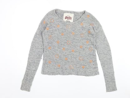 Womens UK Size M Superdry Grey Pullover Jumper