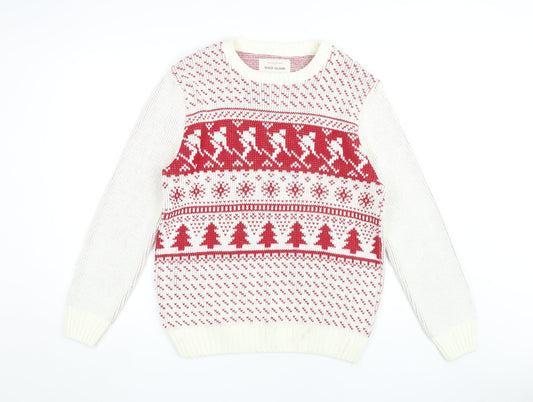 River Island Men's Red Christmas Pullover Jumper M