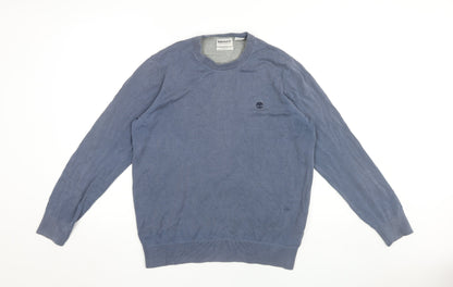 Timberland Men's Blue Pullover Jumper, Size L, Cotton