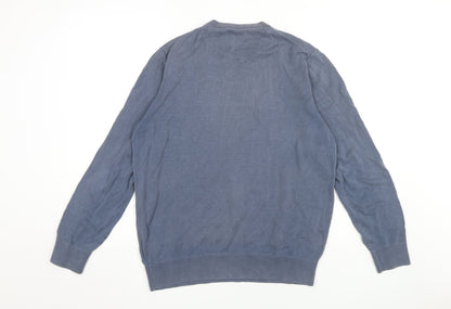 Timberland Men's Blue Pullover Jumper, Size L, Cotton