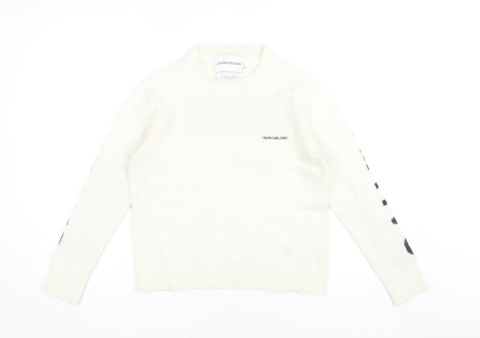 Calvin Klein Women's Ivory Pullover Jumper M Crew Neck