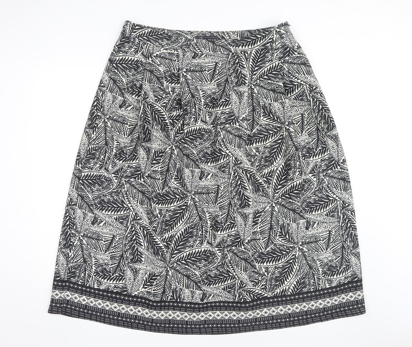 Marks & Spencer Women's Black Midi Geometric Skirt 16