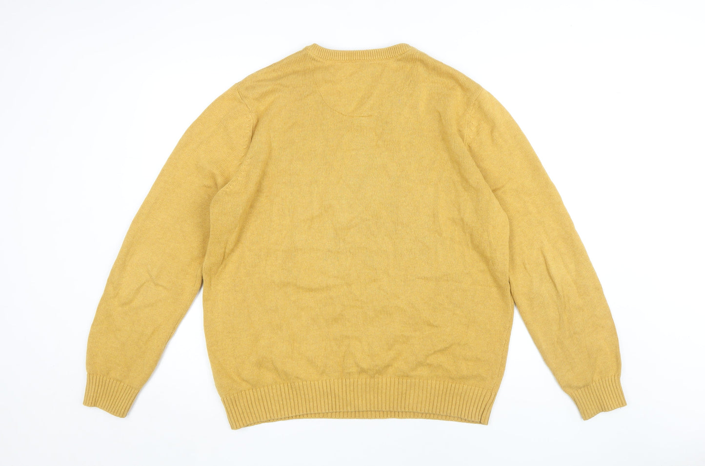 Maine Men's Yellow V-Neck Jumper, Large, Cotton