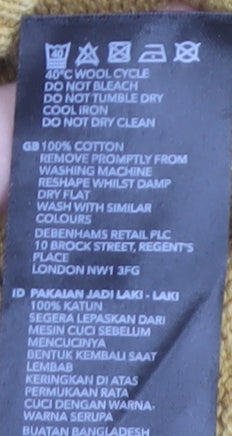 Maine Men's Yellow V-Neck Jumper, Large, Cotton