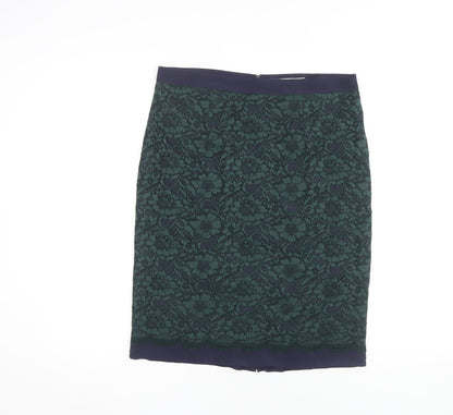 Boden Women's Green Pencil Skirt - Size 12, Elegant Floral Design
