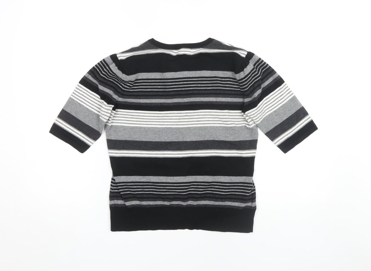 Laura Ashley Women's Cardigan, Size 10, Black, Striped Knit