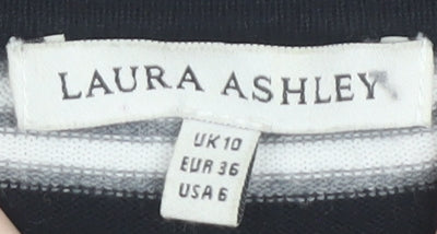 Laura Ashley Women's Cardigan, Size 10, Black, Striped Knit