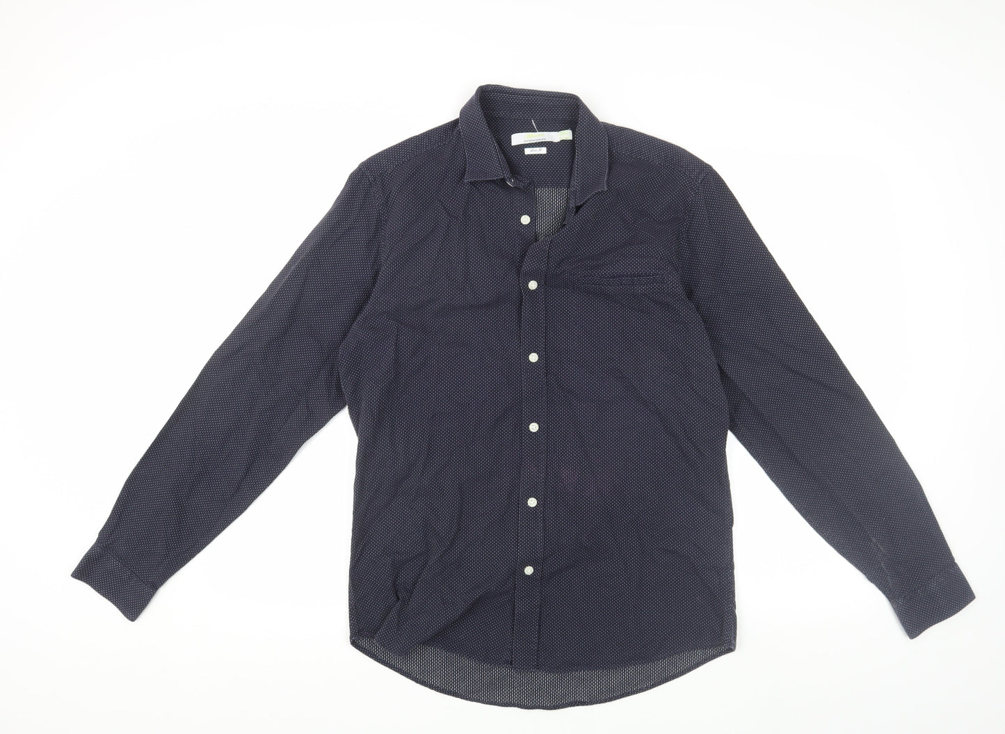 Topman Men's Slim Fit Blue Long Sleeve Shirt M