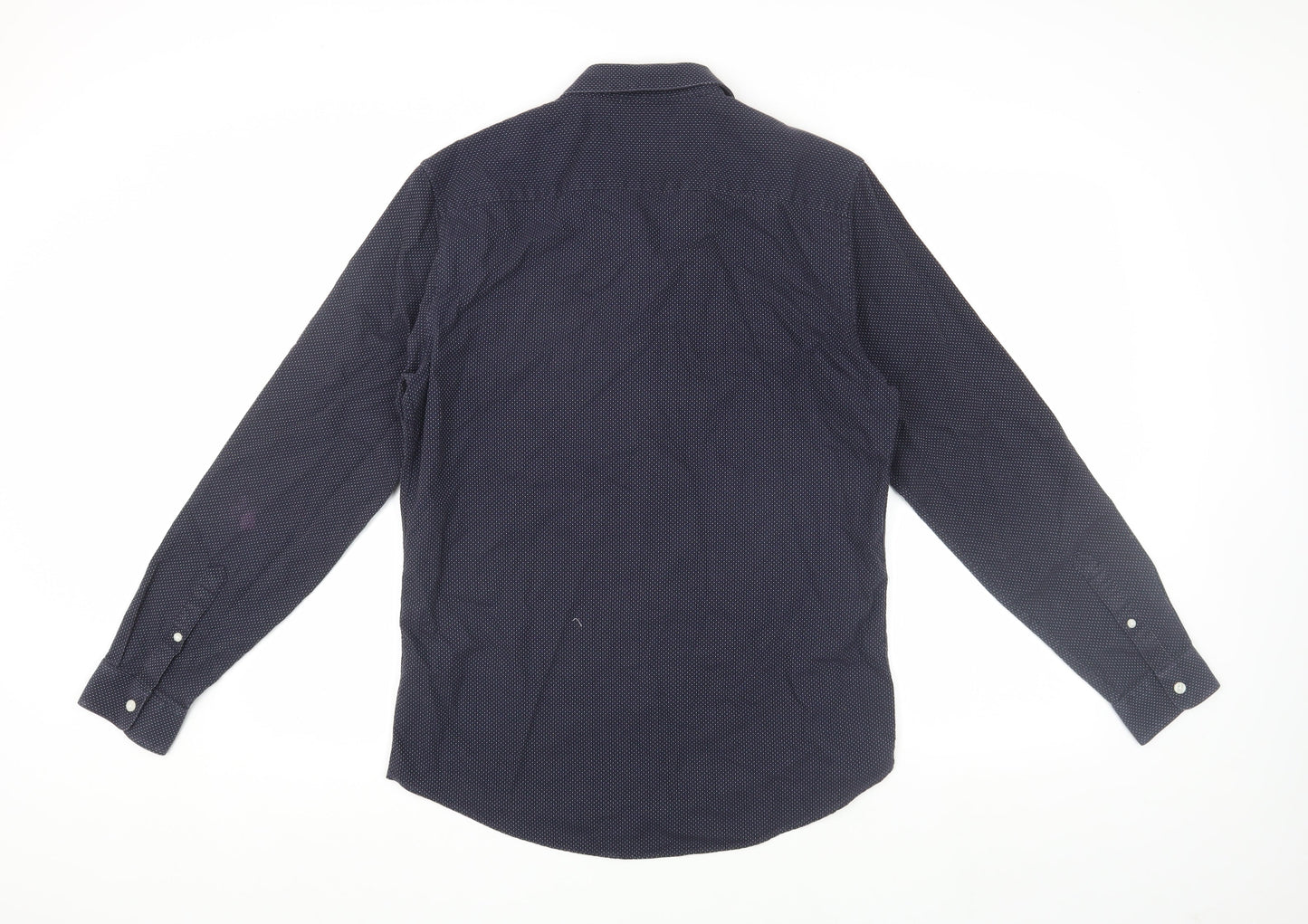 Topman Men's Slim Fit Blue Long Sleeve Shirt M