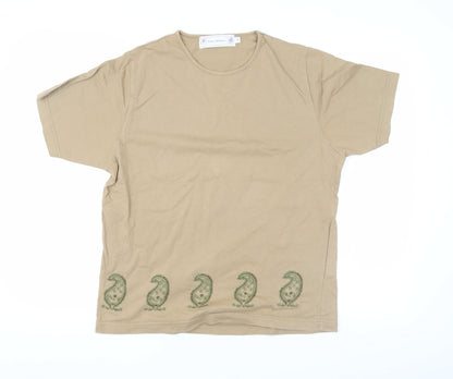 Amy Moore Women's Beige Embroidered T-Shirt, M