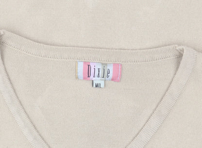 Dixie Women's Beige Floral Cardigan M V-Neck