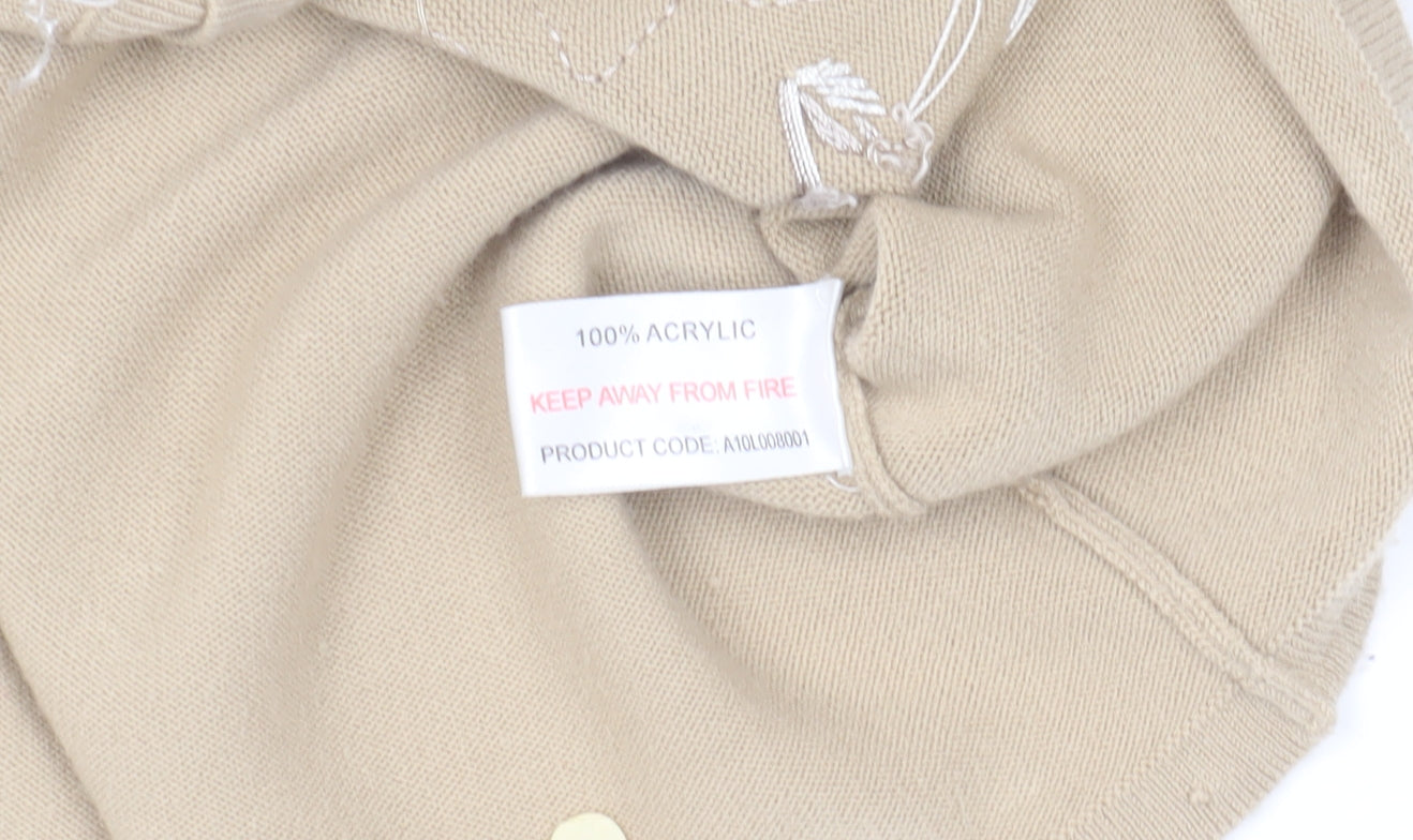 Dixie Women's Beige Floral Cardigan M V-Neck