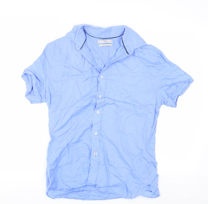 MNG Man Men's Blue Regular Fit Short Sleeve Shirt