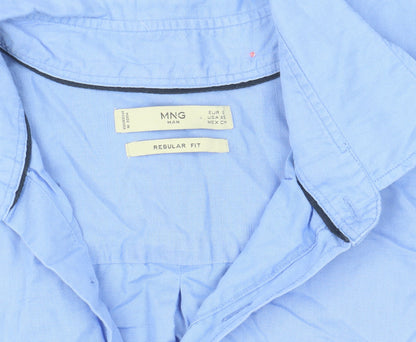 MNG Man Men's Blue Regular Fit Short Sleeve Shirt
