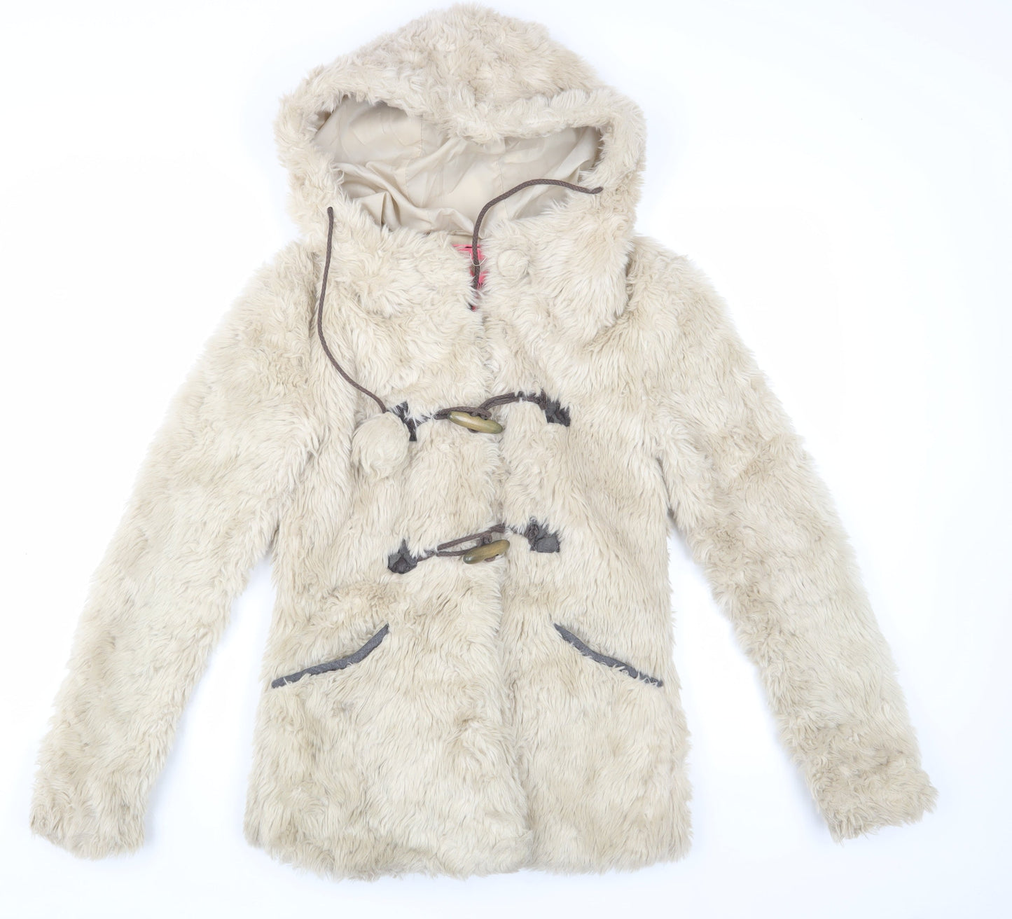 Ribbon Women's Beige Hooded Toggle Coat Size 10