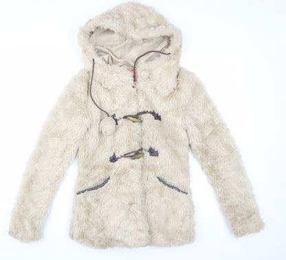Ribbon Women's Beige Hooded Toggle Coat Size 10