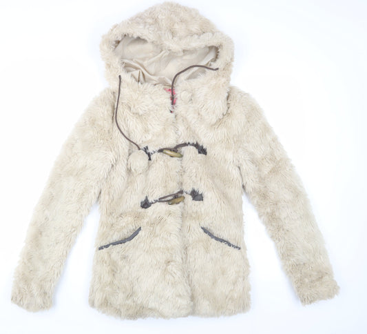 Ribbon Women's Beige Hooded Toggle Coat Size 10