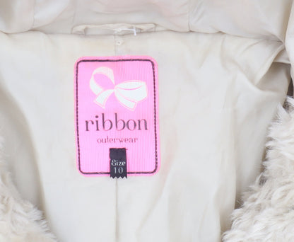 Ribbon Women's Beige Hooded Toggle Coat Size 10
