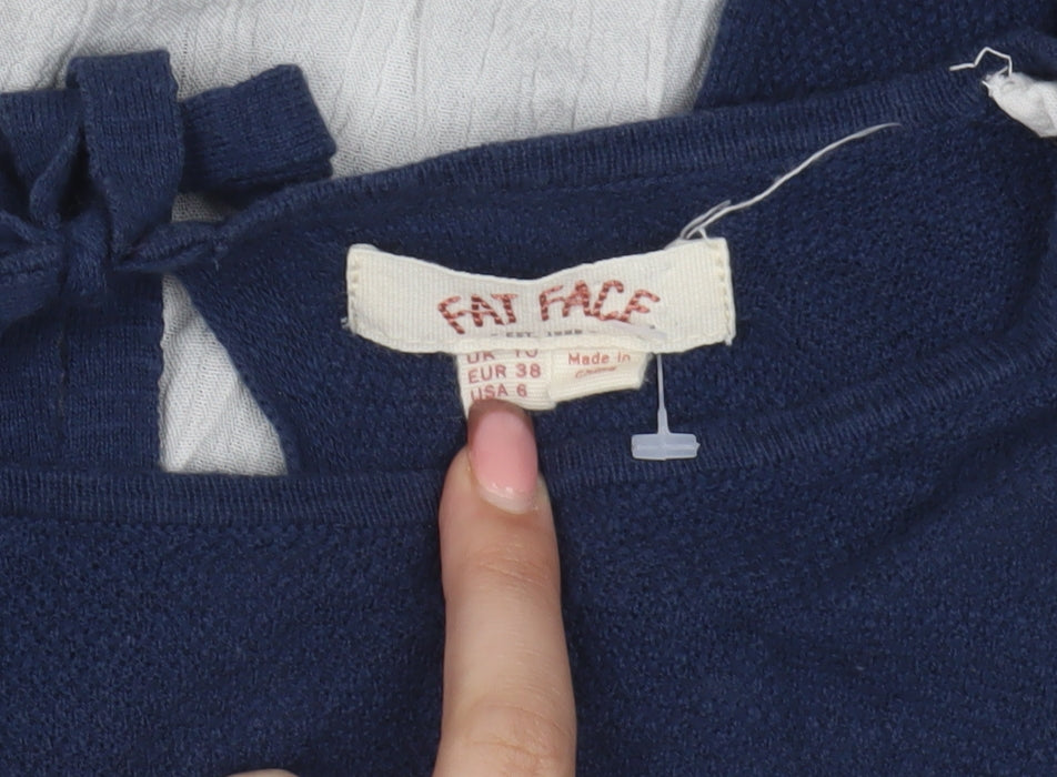 Womens UK Size 10 Fat Face Blue Basic Blouse
