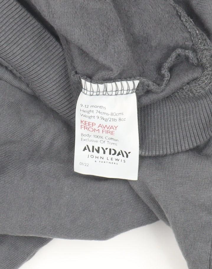 John Lewis Unisex Grey Hoodie Jacket 9-12 Months with Pockets