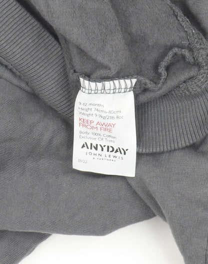 John Lewis Unisex Grey Hoodie Jacket 9-12 Months with Pockets