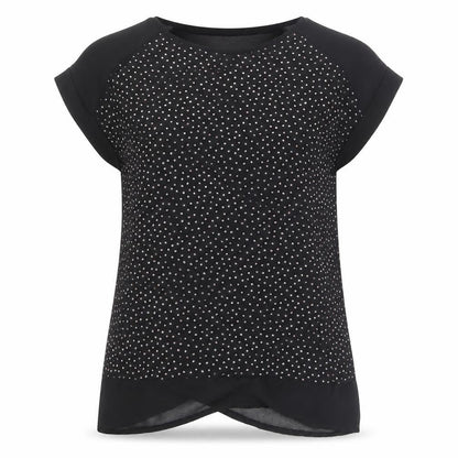 Roman Black Sequin Women's Top Size 10 with Short Sleeves