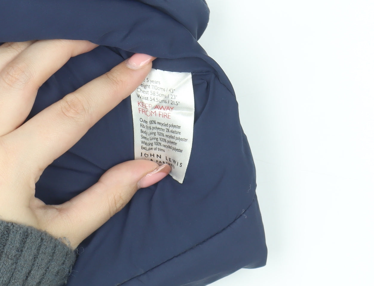 John Lewis Boys Blue Puffer Jacket 5 Years Hooded Winter Coat