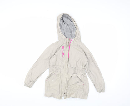Mint Velvet Girls Beige Parka Jacket with Hood, Size 7 Years