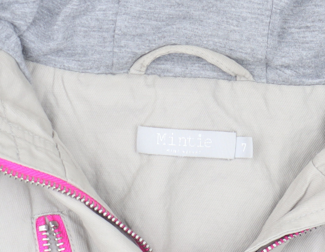 Mint Velvet Girls Beige Parka Jacket with Hood, Size 7 Years
