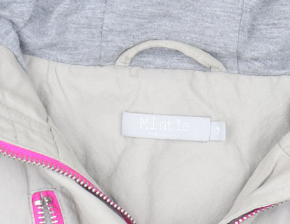 Mint Velvet Girls Beige Parka Jacket with Hood, Size 7 Years