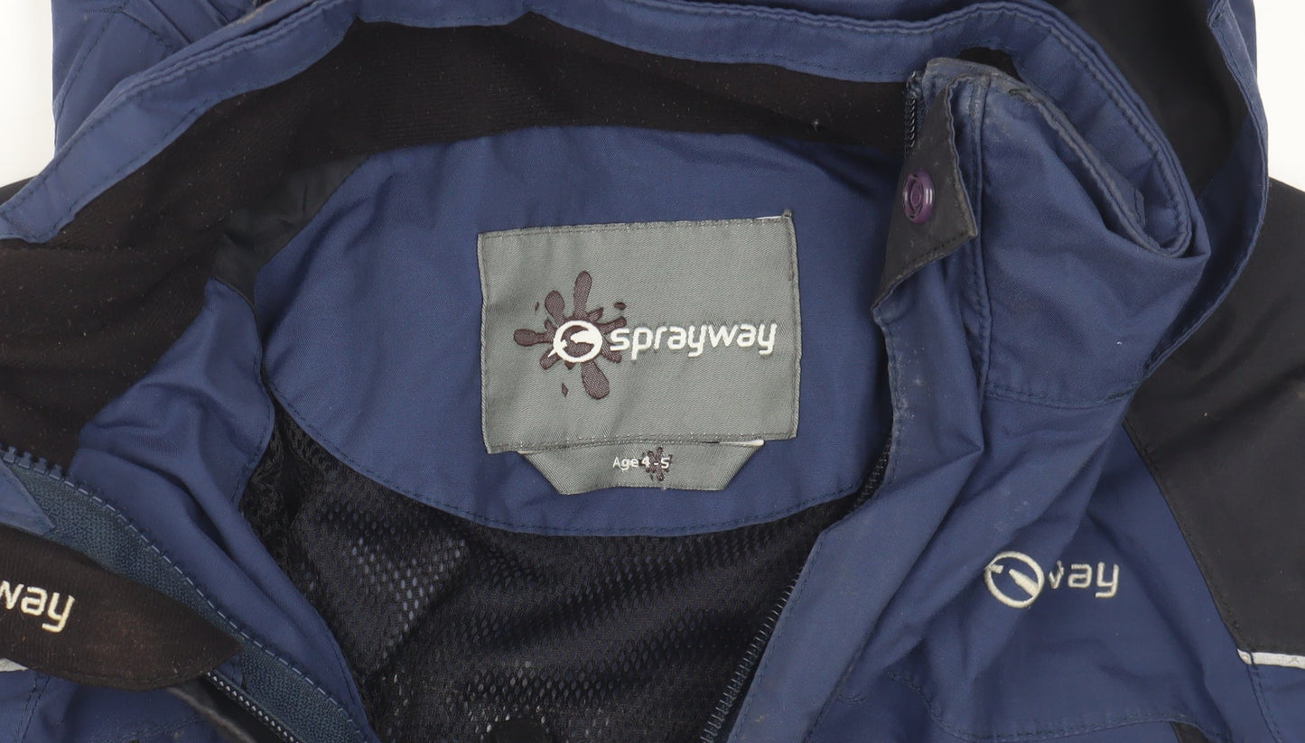 Sprayway Boys Blue/Black Parka Jacket 4-5 Years Waterproof Hooded