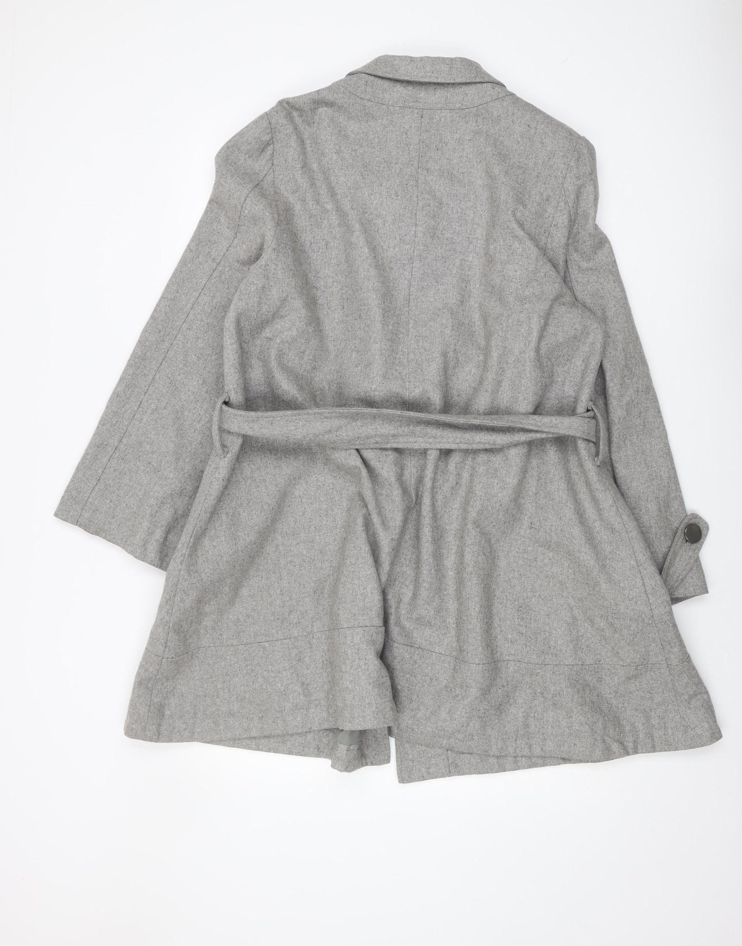 Ethel Austin Grey Belted Wool Trench Coat Women Size 18