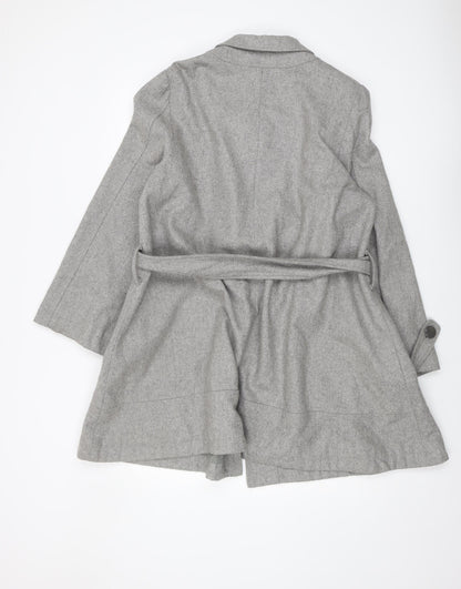 Ethel Austin Grey Belted Wool Trench Coat Women Size 18
