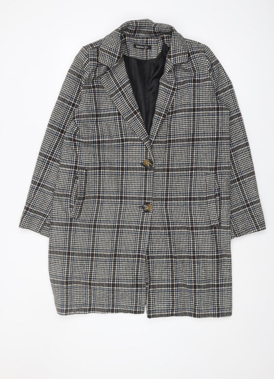 Boohoo Women's Check Coat, UK 12, Multicoloured Plaid