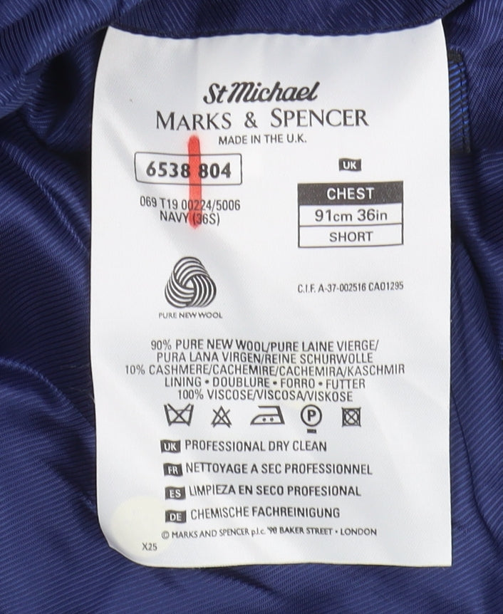 Mens UK Size 36 Marks and Spencer Regular Blue Suit Jacket