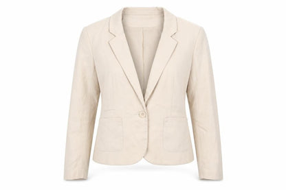H&M Womens Beige Blazer 10 Single-Breasted Notch Lapel