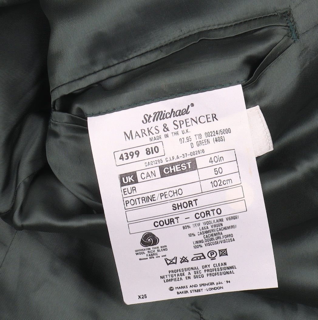 Mens UK Size 40 Marks and Spencer Regular Green Suit Jacket
