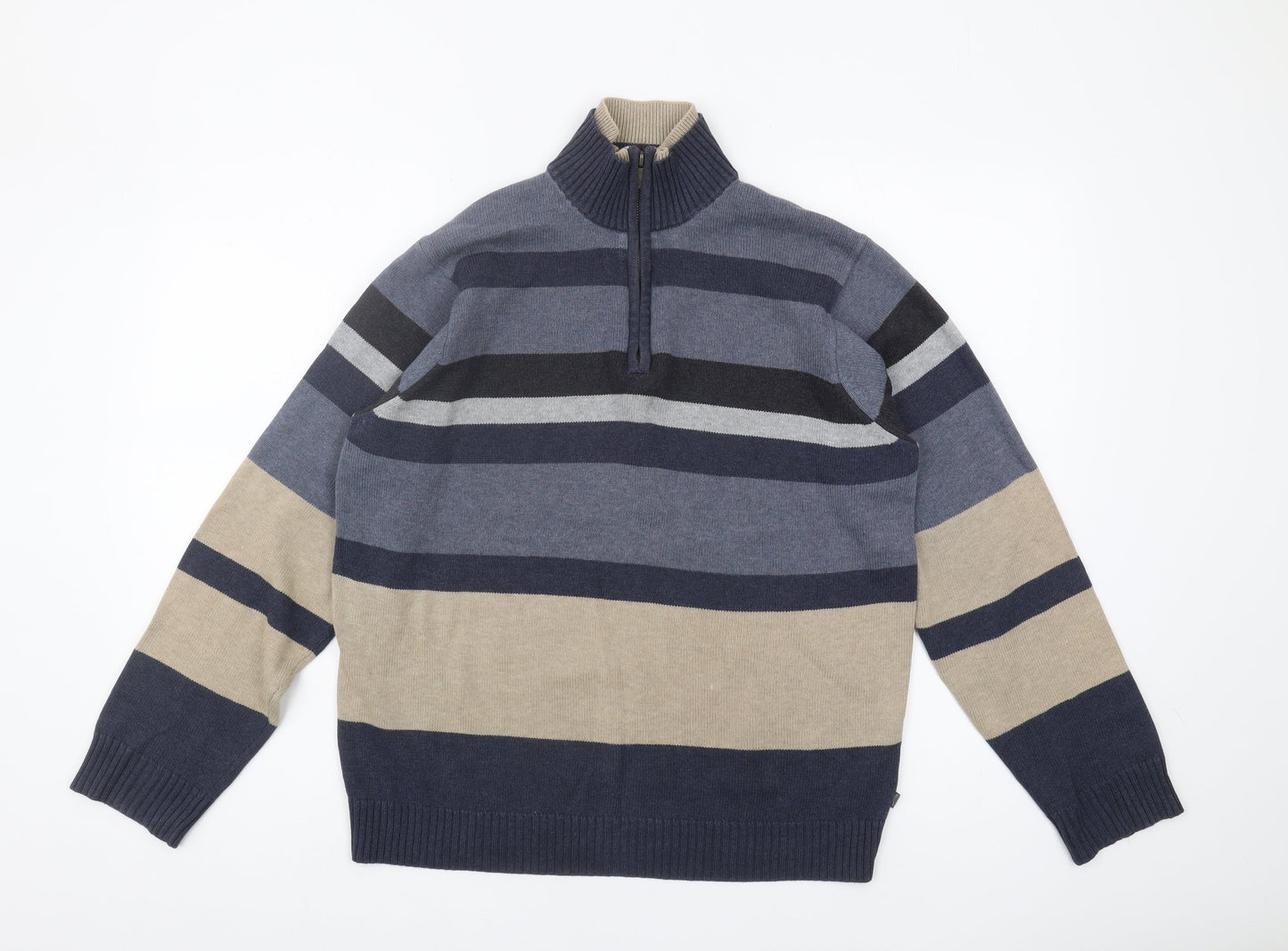 Wolsey Men's Blue Striped Full Zip Jumper M