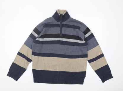 Wolsey Men's Blue Striped Full Zip Jumper M