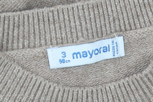 Mayoral Girls Beige Floral Pullover Jumper 3 Years