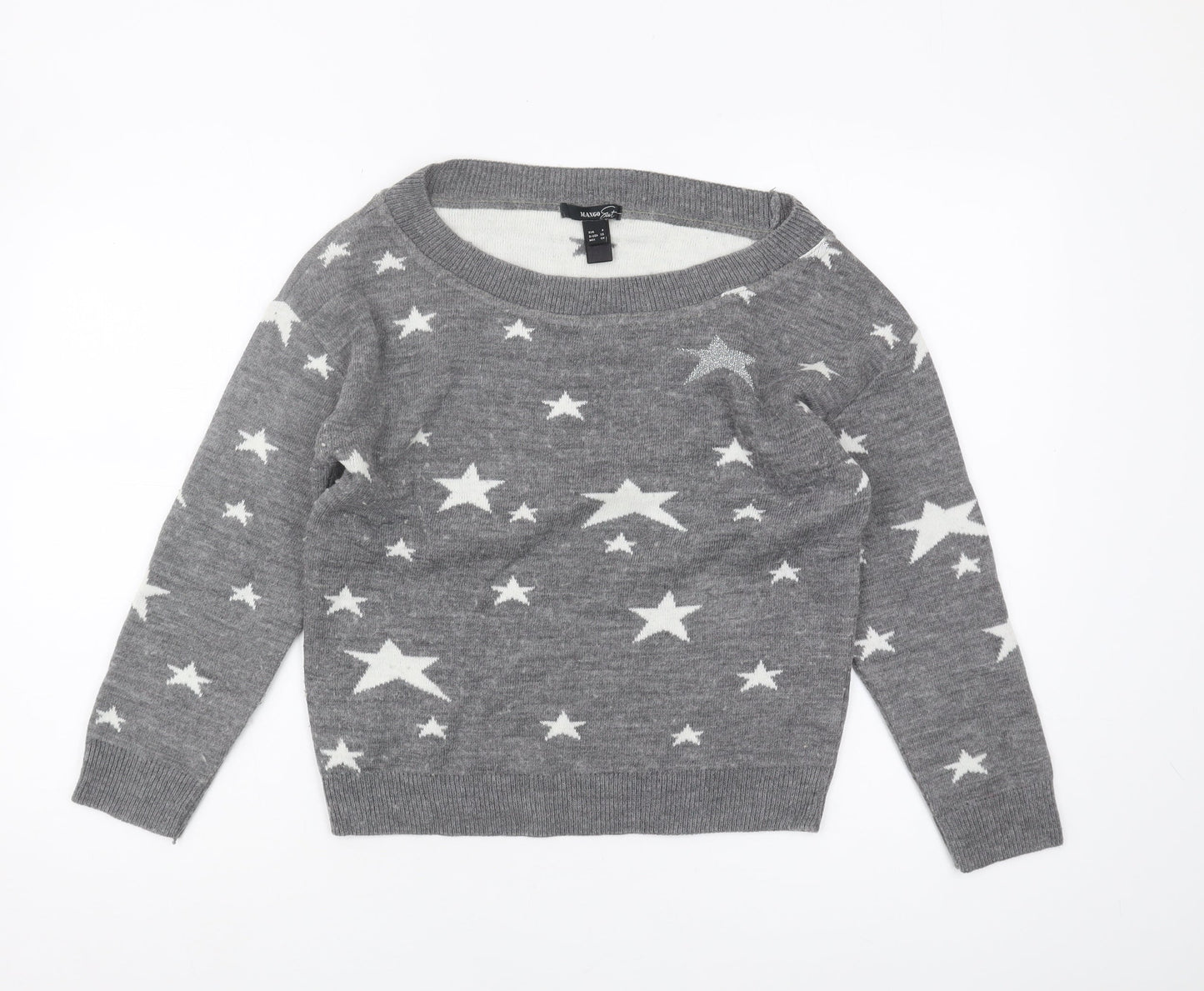 Womens UK Size 8 Mango Grey Pullover Jumper