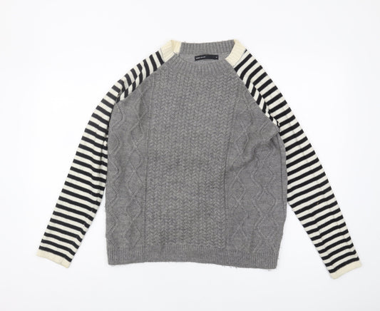 Karen Millen Women's Grey Cable-Knit Pullover Jumper Size 8