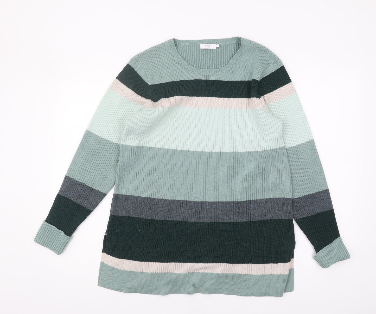Cotton Traders Women's Multicoloured Stripe Jumper Size 14