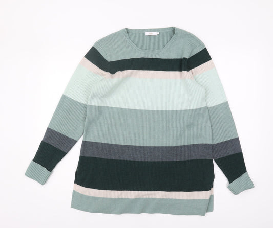 Cotton Traders Women's Multicoloured Stripe Jumper Size 14