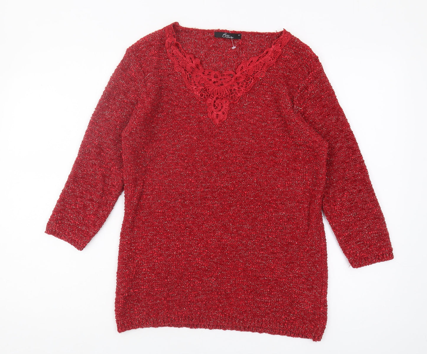 Womens UK Size M Bm collection Red Pullover Jumper