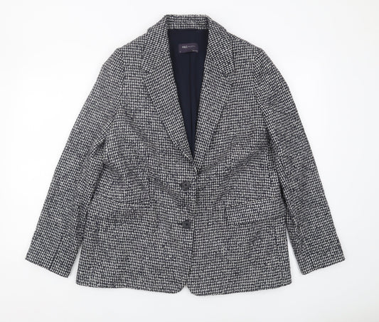 Marks and Spencer Women's Black Houndstooth Blazer Size 12