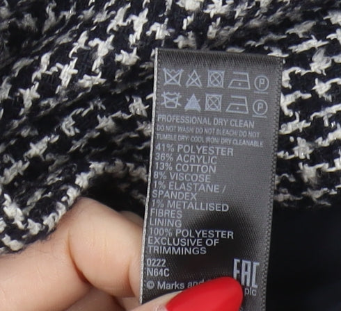 Marks and Spencer Women's Black Houndstooth Blazer Size 12