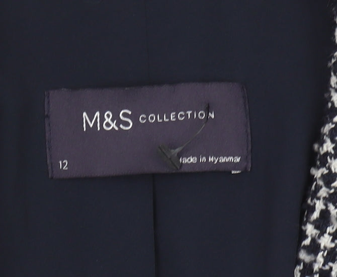 Marks and Spencer Women's Black Houndstooth Blazer Size 12